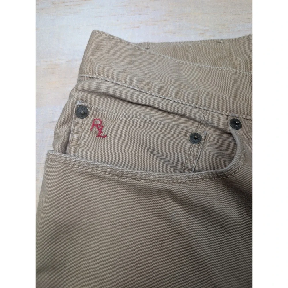 Men's Polo Ralph Lauren Tan Chino Causal Pants Size 36/34 Embroidered RL Pocket
